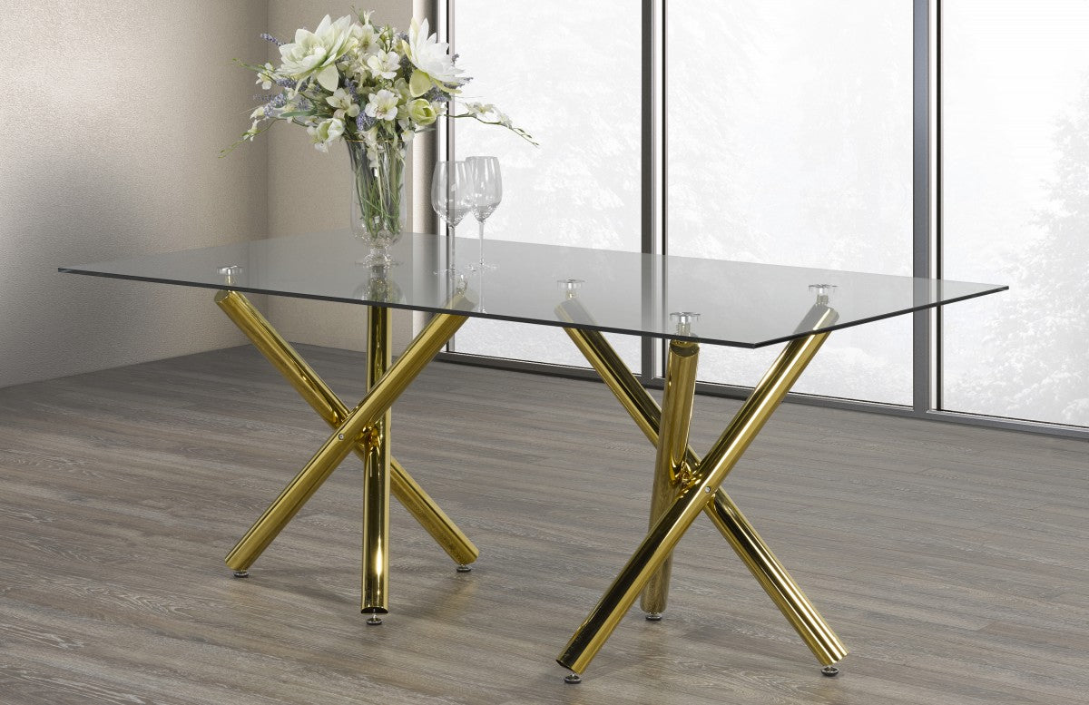 6-Piece Modern Dining Set in Black & Gold - Elegant Kitchen & Dining Room Furniture for Small Spaces & Apartments