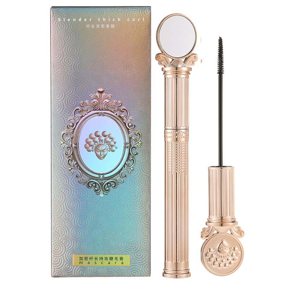 4D Silk Fiber Mascara - Waterproof, Lengthening & Thickening, No Clumping, Natural Look with Embossed Case & Makeup Mirror (1 Piece) - Perfect for Daily Wear, Parties, and Special Occasions