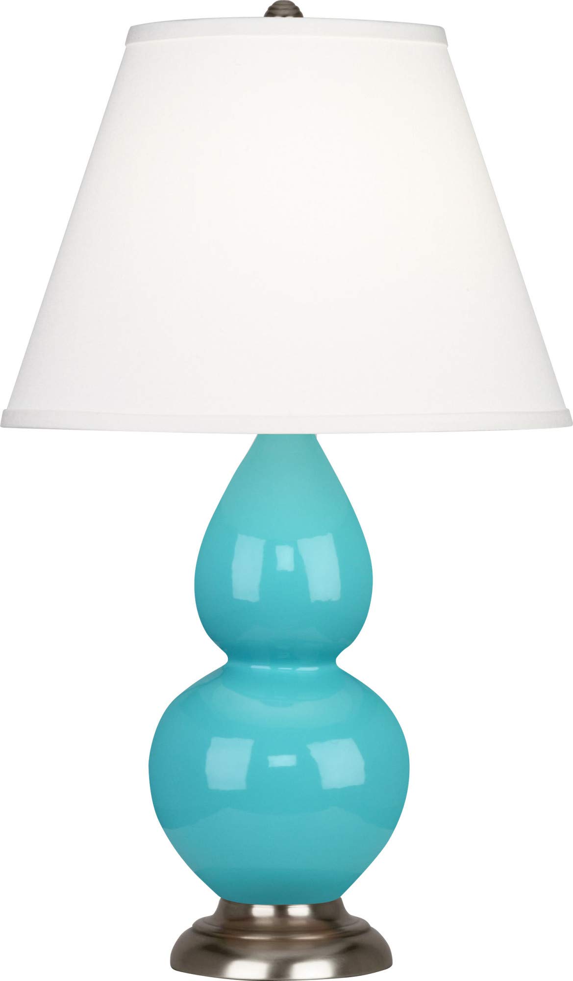 1761X Pearl Dupioni Fabric Shade Table Lamp - Egg Blue Glazed Ceramic Base with Antique Silver Finish | Elegant Home Decor for Living Room, Bedroom & Office Lighting