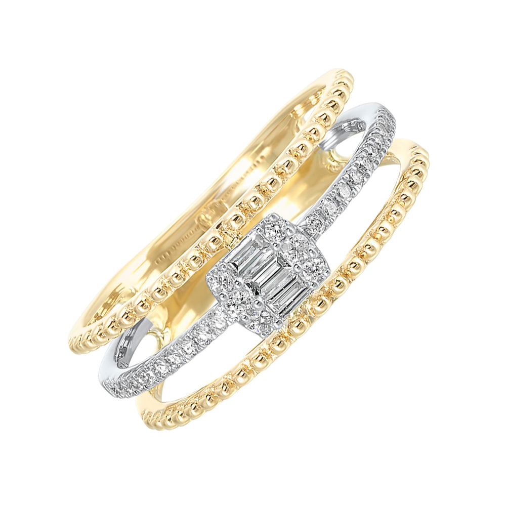 10Kt White & Yellow Gold Diamond Ring - 1/5 Carat Total Weight | Elegant Wedding, Engagement & Anniversary Jewelry Gift