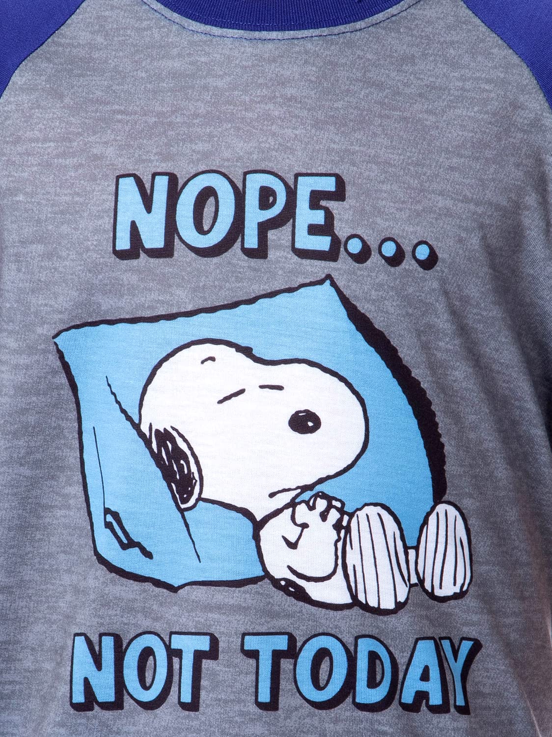 INTIMO Peanuts Boys' Snoopy 'Nope Not Today' Sleep Pajama Set - Short Sleeve Crewneck PJs for Kids | Comfortable Cotton Pajamas for Bedtime & Lounging