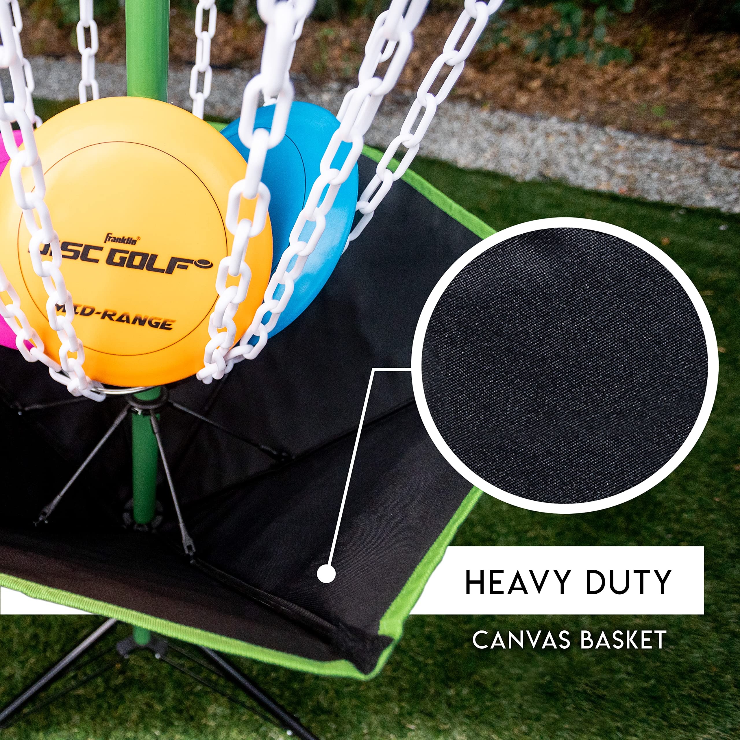 Franklin Sports Portable Disc Golf Basket with Chains - Professional Disc Golf Target for Practice & Course Setup - Perfect for Backyard, Park, and Outdoor Training