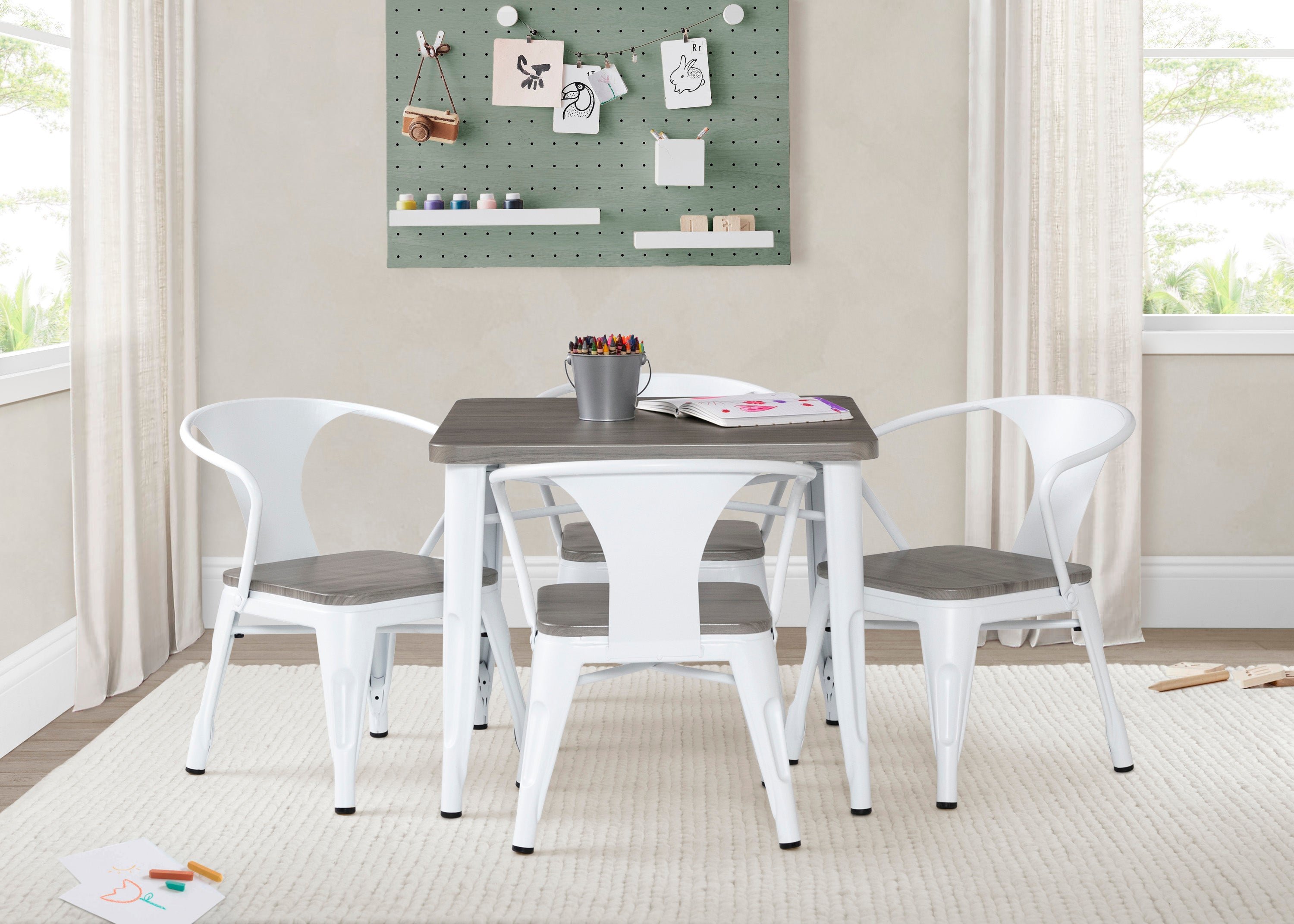 Modern Bistro Table and 4 Chairs Set - Outdoor/Indoor Patio Dining Furniture for Garden, Balcony, and Small Spaces