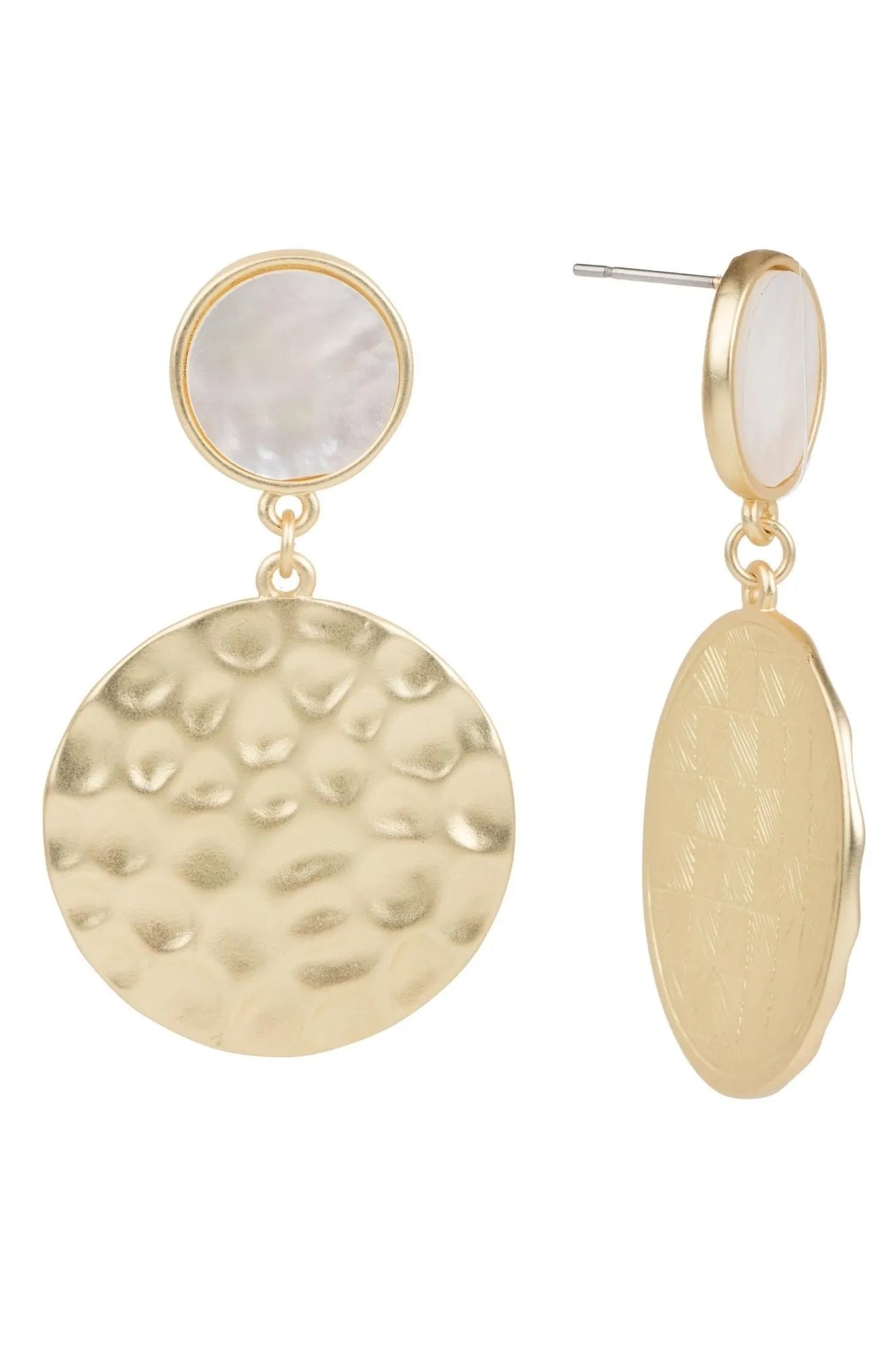 Hammered Gold Pearl Earrings for Women - Elegant Dangle Drop Earrings for Party, Wedding & Special Occasions