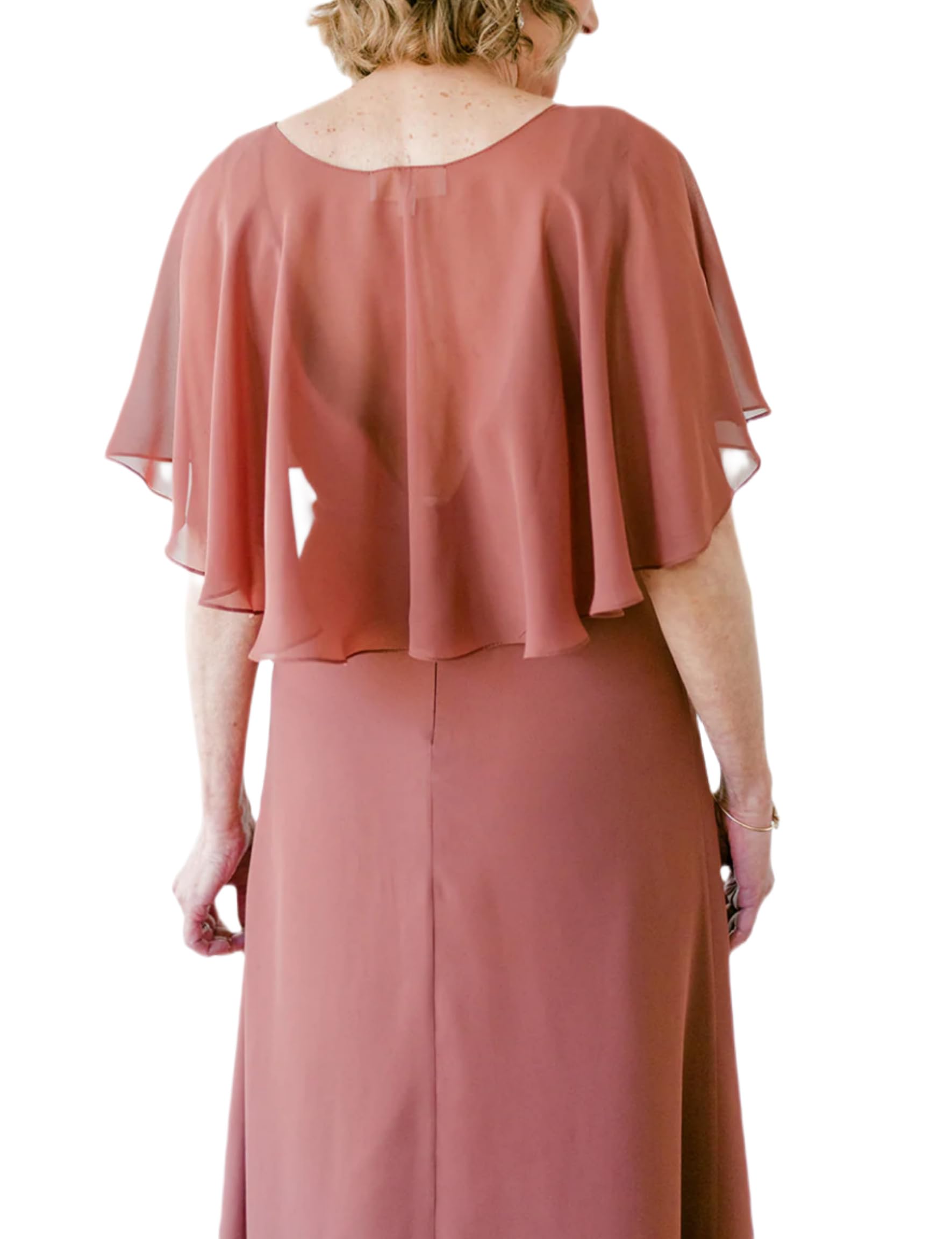 Elegant A-Line Mother of the Bride Dress - Short Sleeve V-Neck Tiered Chiffon Formal Evening Gown for Weddings, Parties & Special Occasions