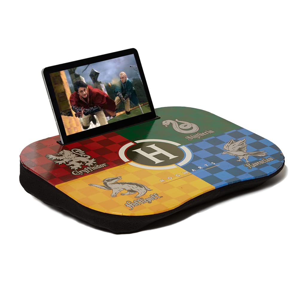 Harry Potter Lap Desk with Notebook - Hogwarts 4 Houses Design for Kids & Teens - Perfect for Reading, Writing, and Studying in Bed or on the Couch