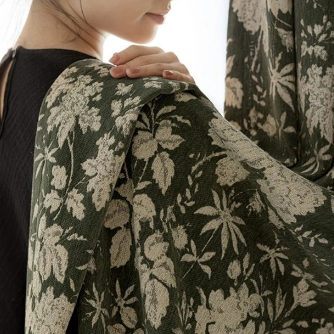 Helen Vintage French Jacquard Floral Blackout Curtains - Elegant Custom Window Treatments for Living Room & Bedroom