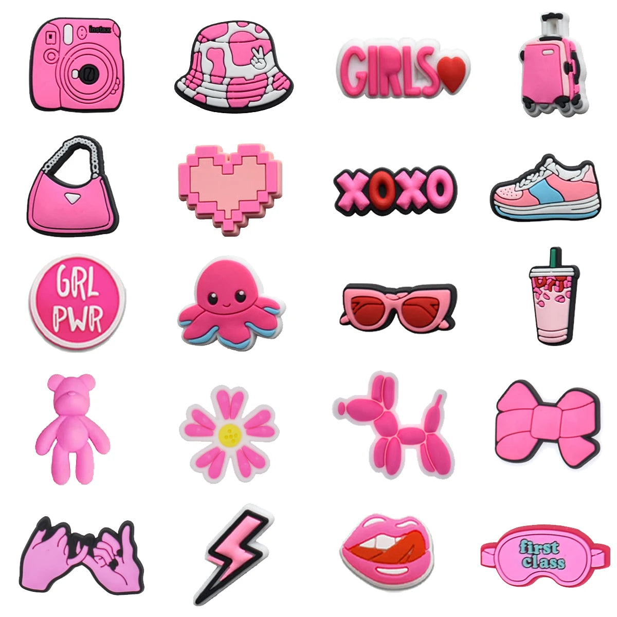 1Pcs PVC Pink Shoe Charms for Crocs - Cute DIY Accessories for Girls & Women - Perfect for Bracelets, Wristbands, Party Gifts & Jibbitz Decorations - Great for Birthday Parties, School Events & Fashion DIY Projects