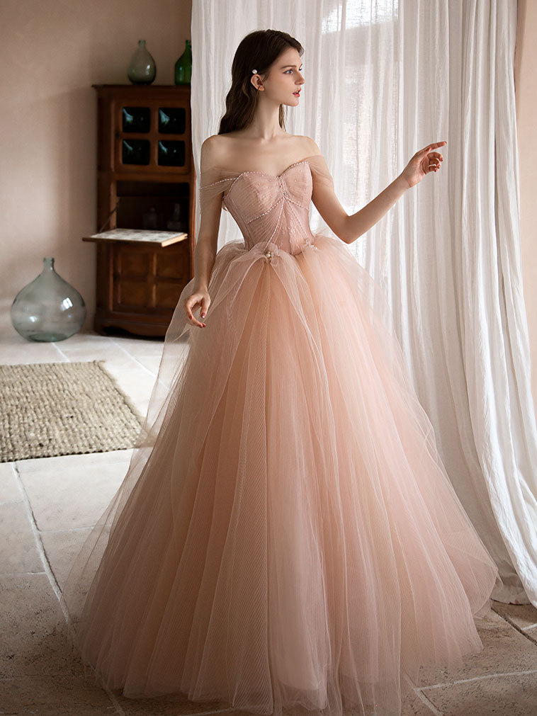 Elegant Pink Sweetheart Neck Tulle Long Prom Dress - Formal Evening Gown for Homecoming, Wedding, Quinceañera & Special Occasions