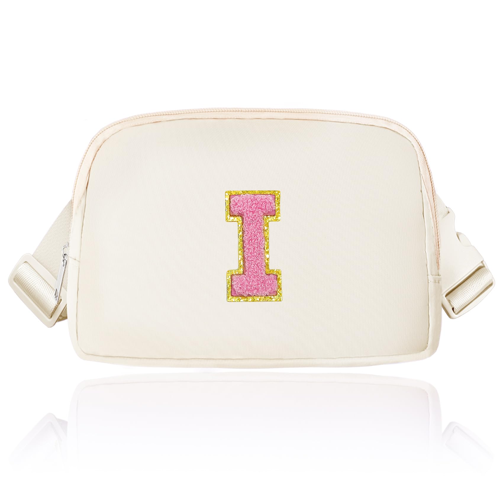 Janhavi Initial Crossbody Fanny Pack for Women & Girls - Cute Mini Waist Bag with Personalized Letter - Perfect Birthday Gift, Travel Essentials Must-Have for Mom, Sister & Friends (Cream) | Ideal for Daily Commute, Shopping, Concerts & Vacation Accessories