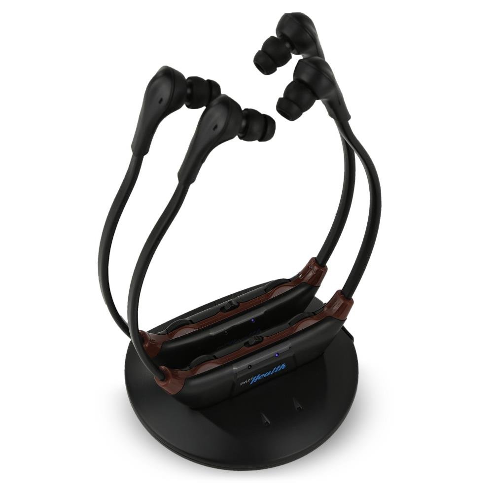 Pyle Upgraded Dual Wireless TV Amplifier with 2 Headsets - 2.4G Wireless TV Listening System for Hearing Assistance & Enhanced Audio - Perfect for Late-Night Viewing, Private Listening & Home Theater Setup