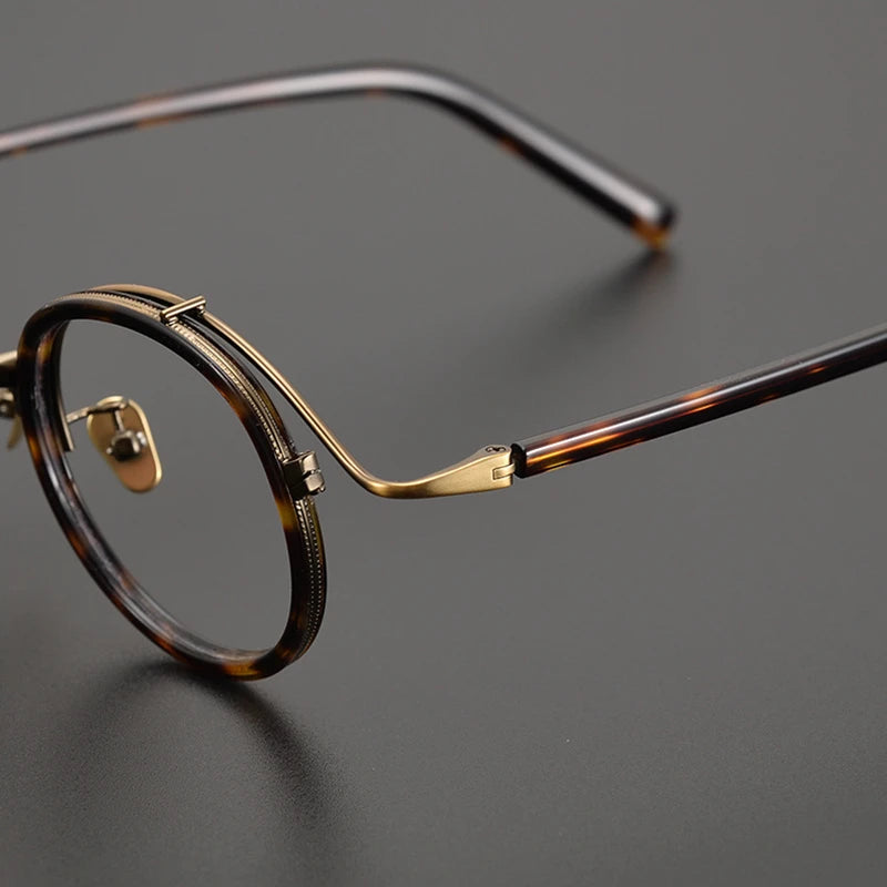 Stylish Black Unisex Full Rim Round Titanium Acetate Eyeglasses Frame 82027 | Lightweight & Durable | Perfect for Reading, Work & Fashion Accessories