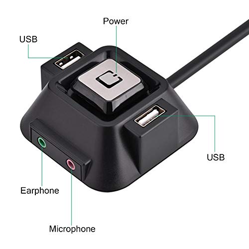 Desktop PC Power Switch with 2 USB Ports, Reset Button & Audio/Mic Jacks - Computer Case Power Button for ATX PC Builds & Upgrades | Perfect for Gaming Rigs, Workstations & Home Office Setups