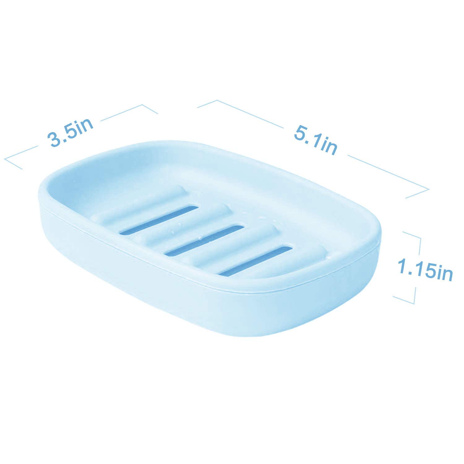 4-Piece BPA-Free Soap Holder Set with Drain Holes - Slotted Design for Faster Drying, Prevents Mushy Soap & Extends Soap Life - Easy to Clean - Perfect for Bathroom, Kitchen, Shower & Travel Use