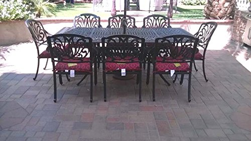 Elisabeth 9-Piece Cast Aluminum Outdoor Patio Dining Set with 44x84 Inch Rectangle Table - Durable Weather-Resistant Garden Furniture for Backyard, Poolside & Outdoor Entertaining