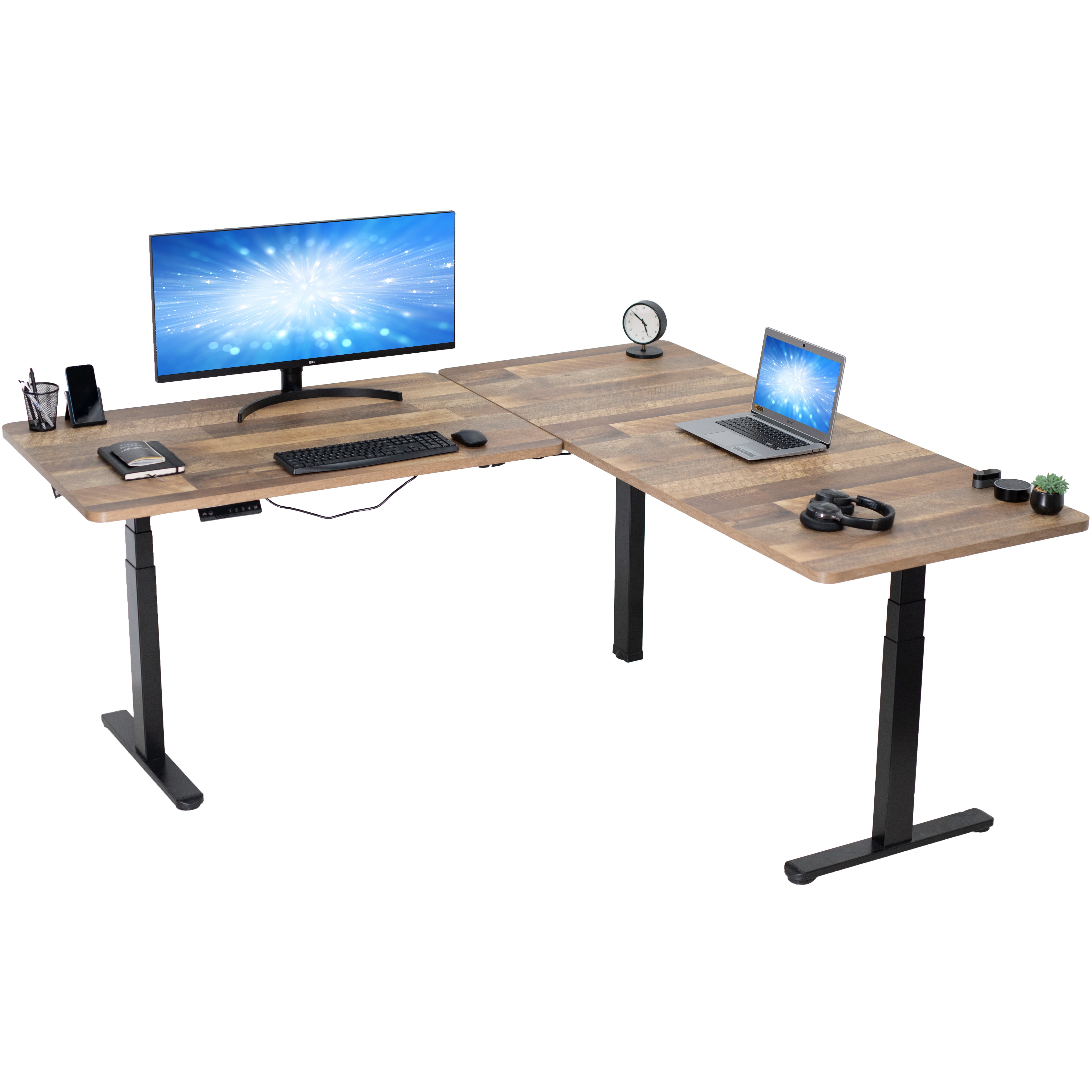 3E Series Triple Motor Electric Standing Desk - Adjustable Height Corner Workstation for Home & Office - Perfect for Ergonomic Workspaces, Gaming Setups & Small Spaces