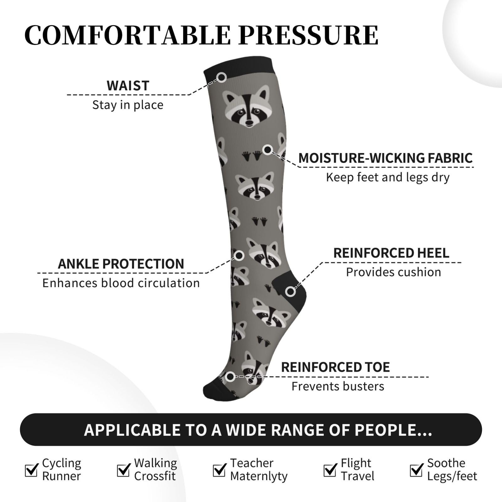 Best Compression Socks for Women & Men - Knee High Circulation Support Socks for Running, Hiking, Cycling & Travel - Improve Blood Flow & Reduce Swelling