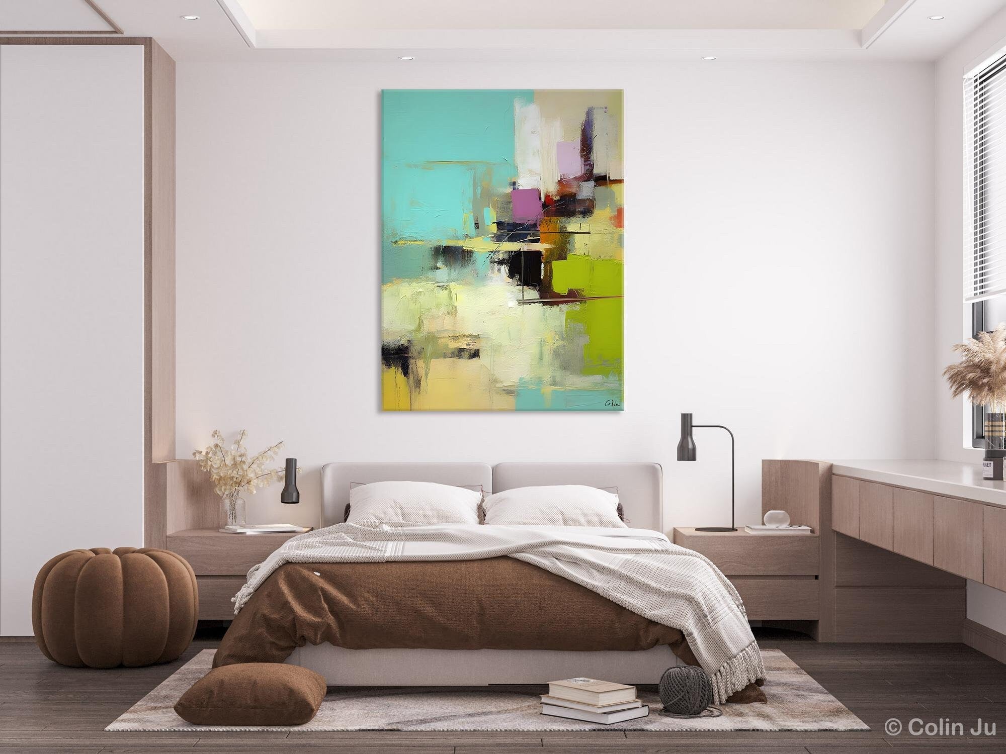 Contemporary Abstract Landscape Wall Art - Extra Large Hand Painted Canvas Painting - Original Modern Home Decor for Living Room, Bedroom & Office