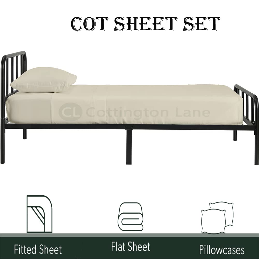 Premium 100% Cotton Cot Sheets 33x75 Inches - Soft & Breathable Fitted Sheet for Narrow Twin, RV Bunk, Camping Cot & Guest Bed - Ivory Solid Color - Perfect for Travel, Camping & Home Use