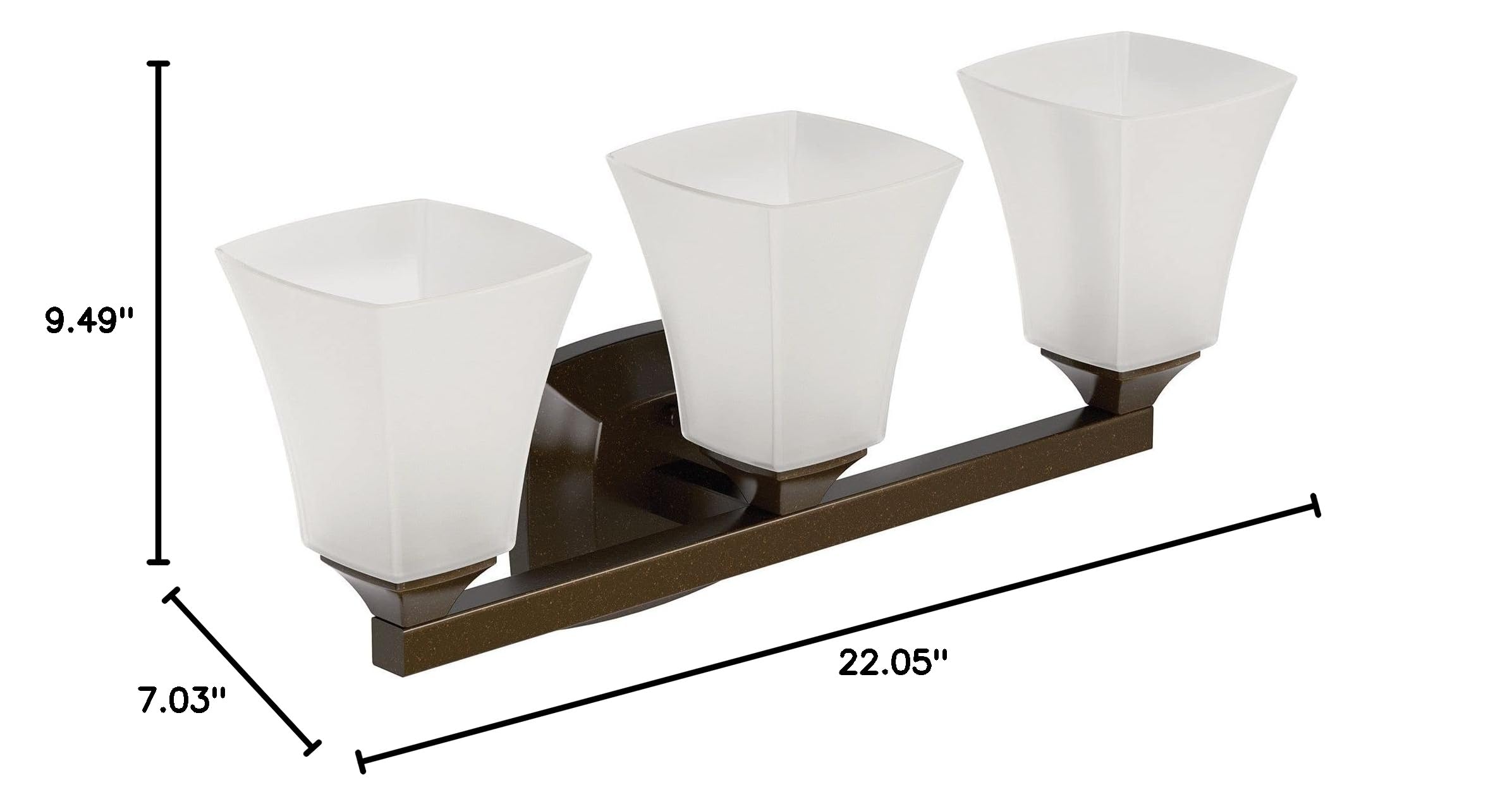 Moen YB5163ORB Voss 3-Light Dual-Mount Bathroom Vanity Light Fixture with Frosted Glass in Oil-Rubbed Bronze - Perfect for Modern Bathrooms, Powder Rooms & Spa-Like Retreats