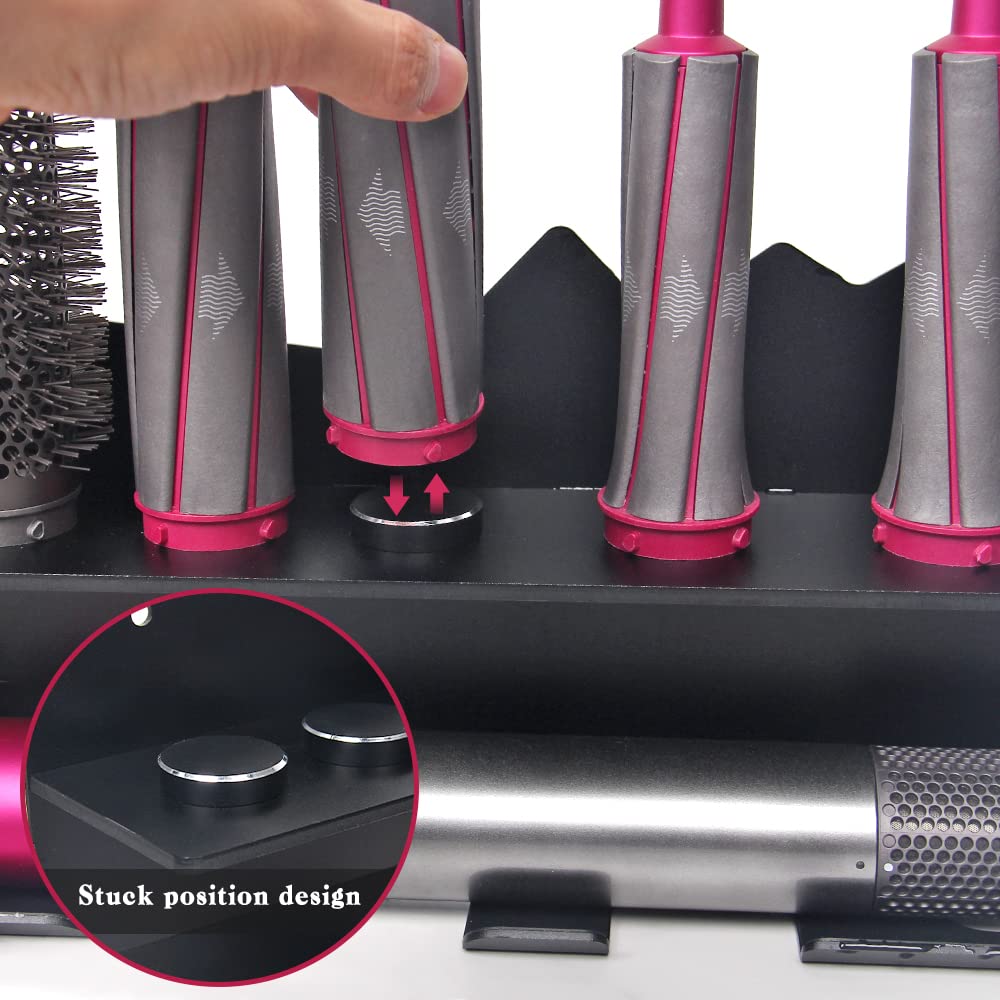 Dyson Airwrap Styler Accessories Storage Stand - Wall Mounted Hair Dryer Holder & Organizer Rack for Salon, Bathroom (Black) - Perfect for Styling Tools Storage & Clutter-Free Vanity Organization