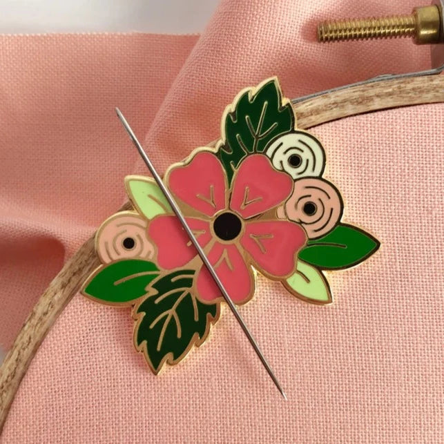 Floral Needle Minder - Magnetic Needle Holder for Embroidery and Cross Stitch - Perfect for Sewing, Quilting, and Craft Projects