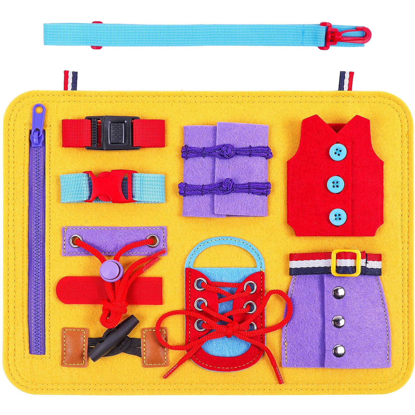 Montessori Busy Board for Toddlers - Sensory Learning Toys for Fine Motor Skills, Preschool Education & Autism Development - Perfect for Airplane, Car & Home Play