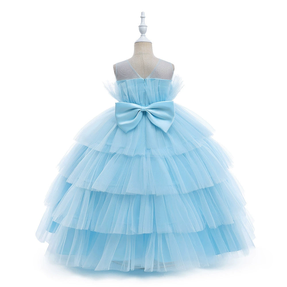 Royal Blue Princess Round Floor-Length Tulle Flower Girl Dress for Weddings & Special Occasions - Perfect for Bridal Parties, Pageants & Formal Events