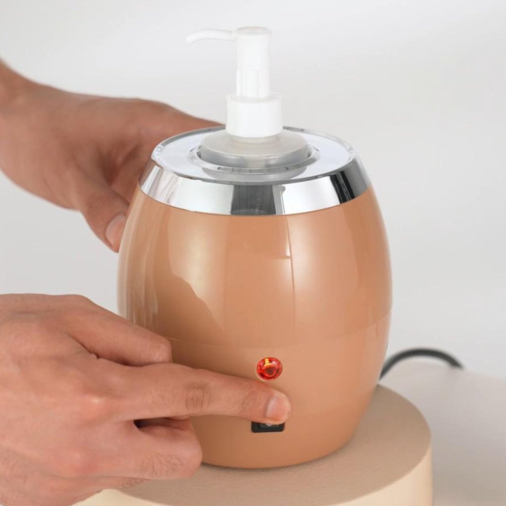 Professional Golden Touch Massage Oil Warmer & Lotion Heater with Empty Bottle - Portable Cream Heating Device for Spa, Salon & Home Use - Perfect for Therapists & Self-Care