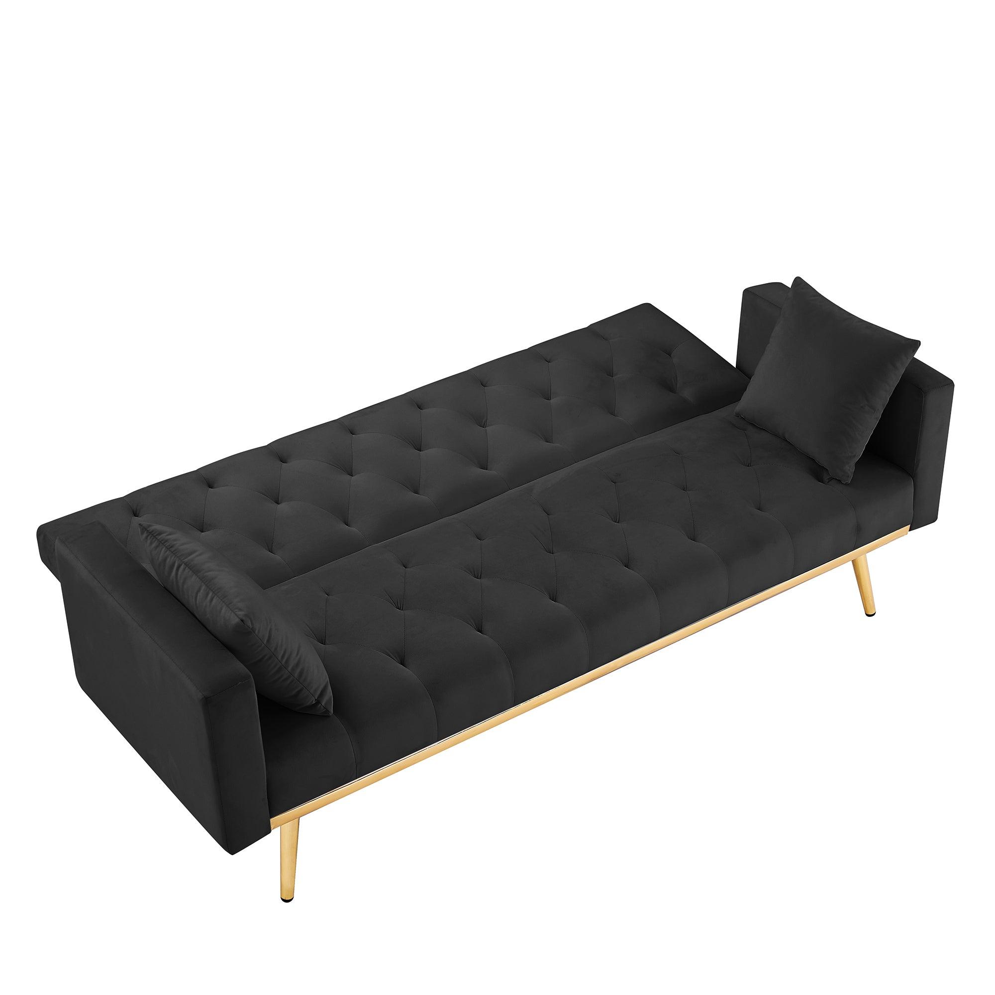 Black Convertible Folding Futon Sofa Bed - Space Saving Sleeper Couch for Small Apartments, Guest Rooms & Compact Living Spaces | Perfect for Studio Apartments, Dorms & Office Lounges