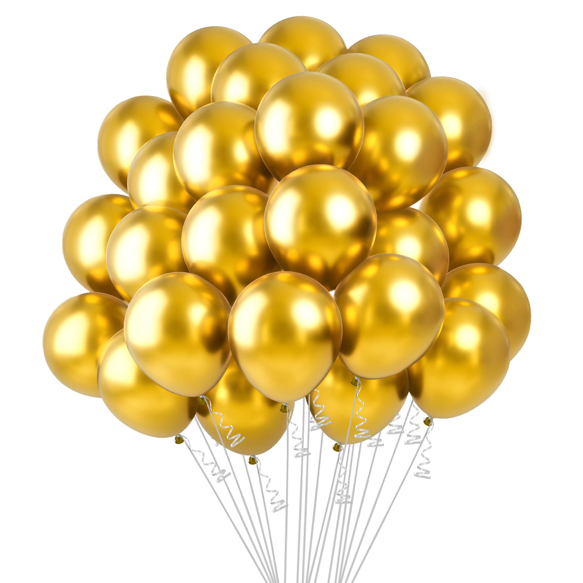 60PCS Gold Metallic Balloons 12 Inch Latex Party Decorations - Perfect for Birthday, Christmas, Wedding, Graduation, Baby Shower, Bachelorette & Retirement Celebrations