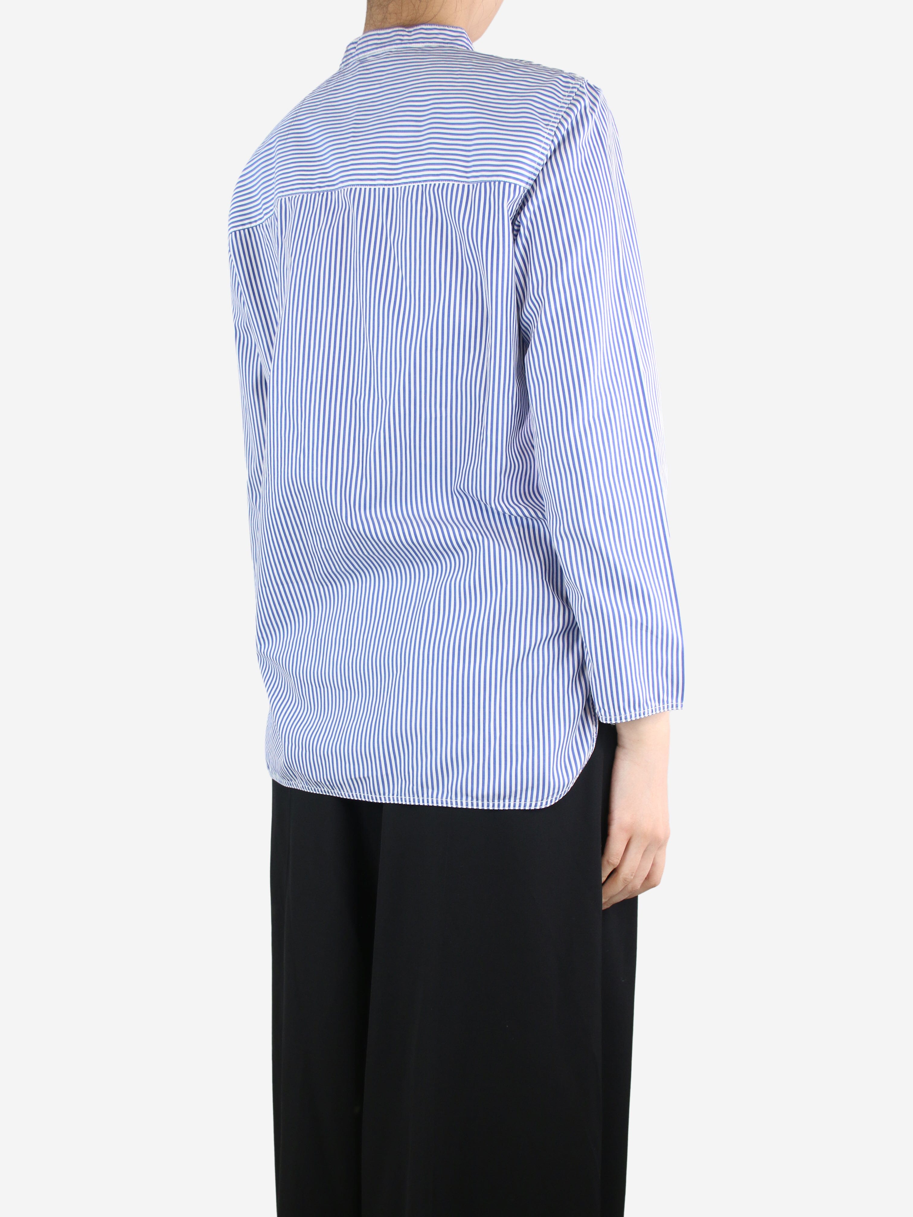 Blue Striped Cotton Shirt for Women - UK Size 14 | Comfortable Casual Wear for Office, Travel & Everyday Outfits