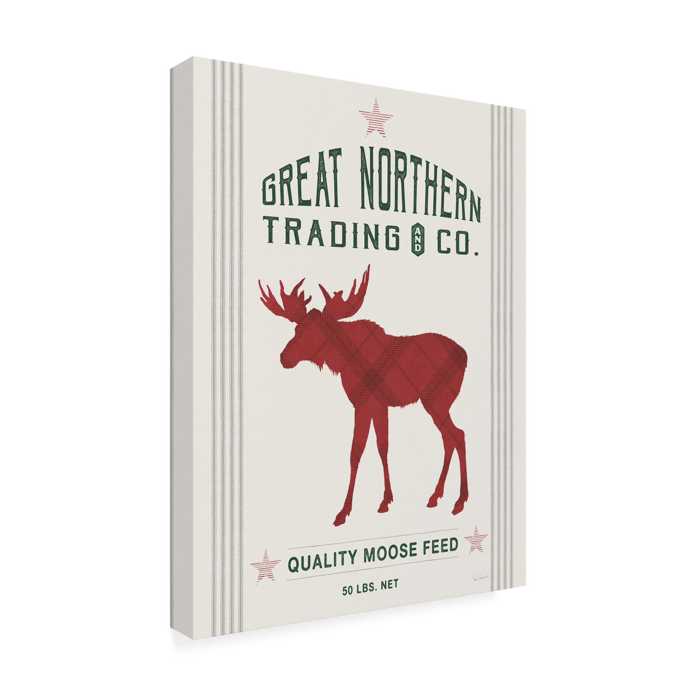 Trademark Fine Art 'Northern Trading Moose Feed' Canvas Wall Art by Sue Schlabach - Wildlife Nature Painting for Living Room, Bedroom & Office Decor