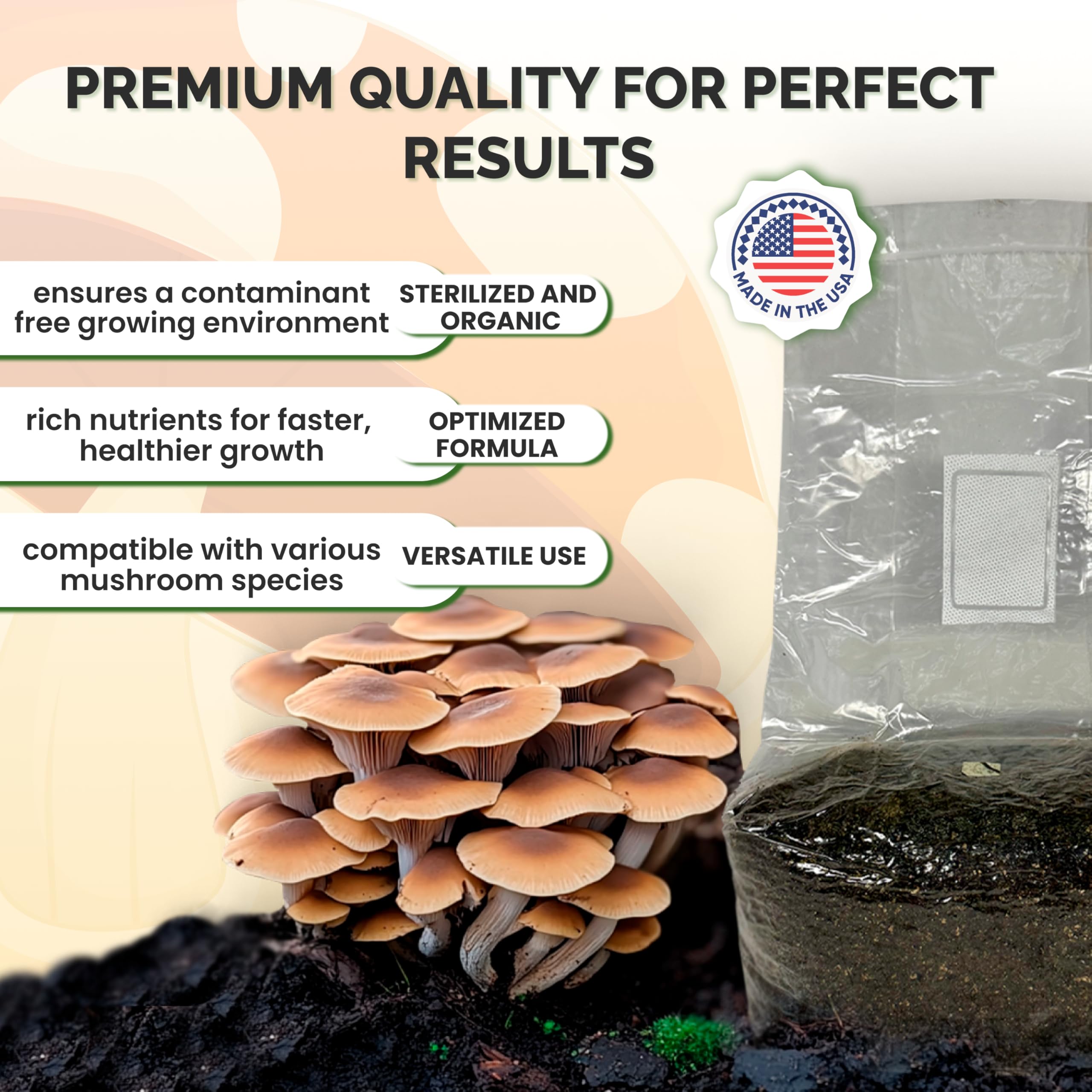Organic Mushroom Compost - Sterilized Mushroom Growing Substrate for Home Cultivation | Premium Mushroom Soil for Oyster, Shiitake & Button Mushrooms | 10LB (4 Pack) | Perfect for Indoor/Outdoor Mushroom Farms & Garden Beds