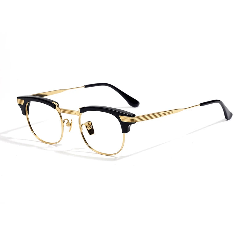 Stylish Unisex Black Titanium Acetate Eyeglasses - Oval & Square Full Rim Frames (Model 42909) | Perfect for Work, Reading & Fashion Accessories