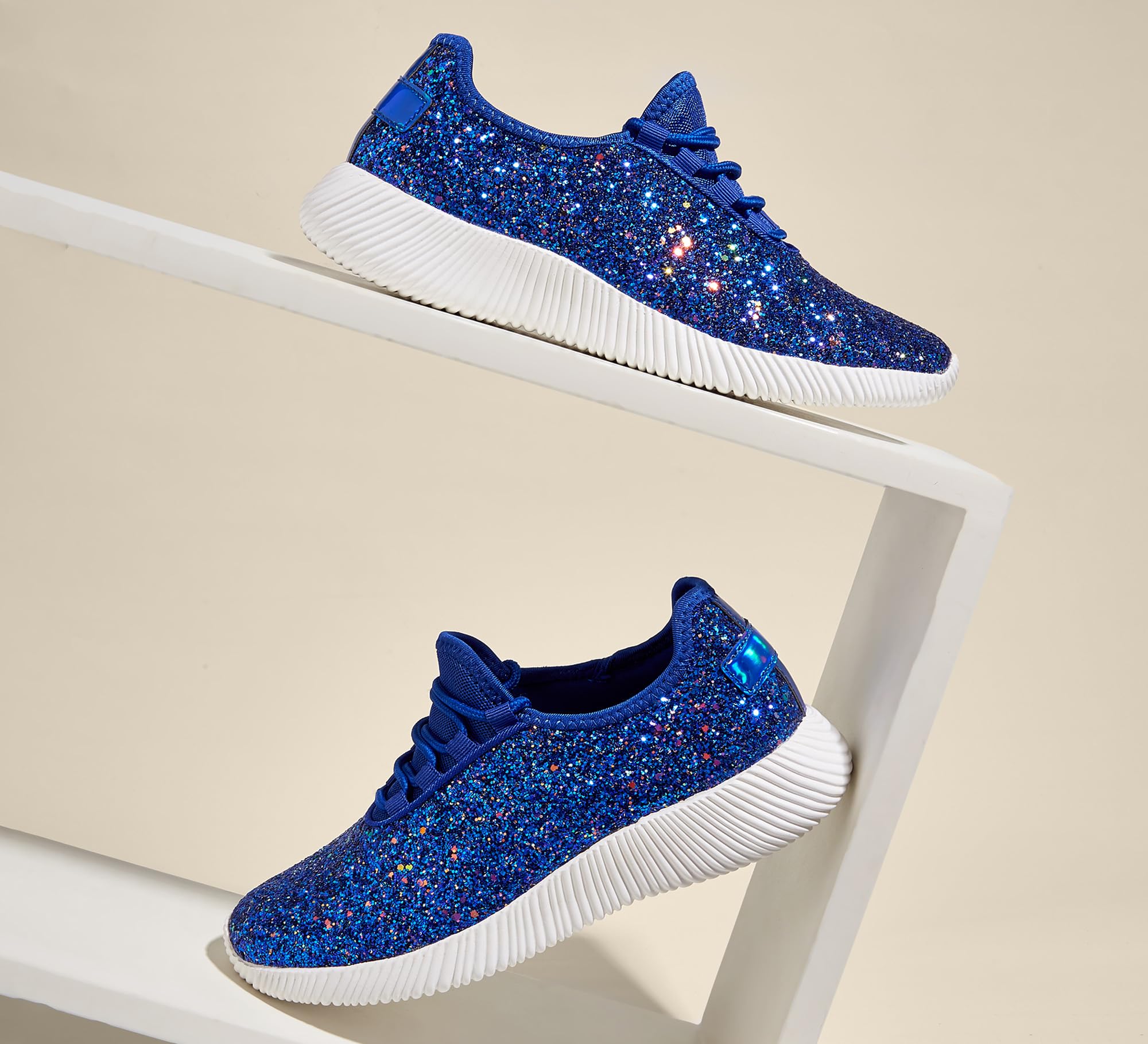 K KIP WOK Women's Fashion Glitter Sneakers - Slip On Running Shoes, Lightweight Tennis Walking Shoes for Women | Perfect for Gym, Workout, Casual Wear & Daily Walking