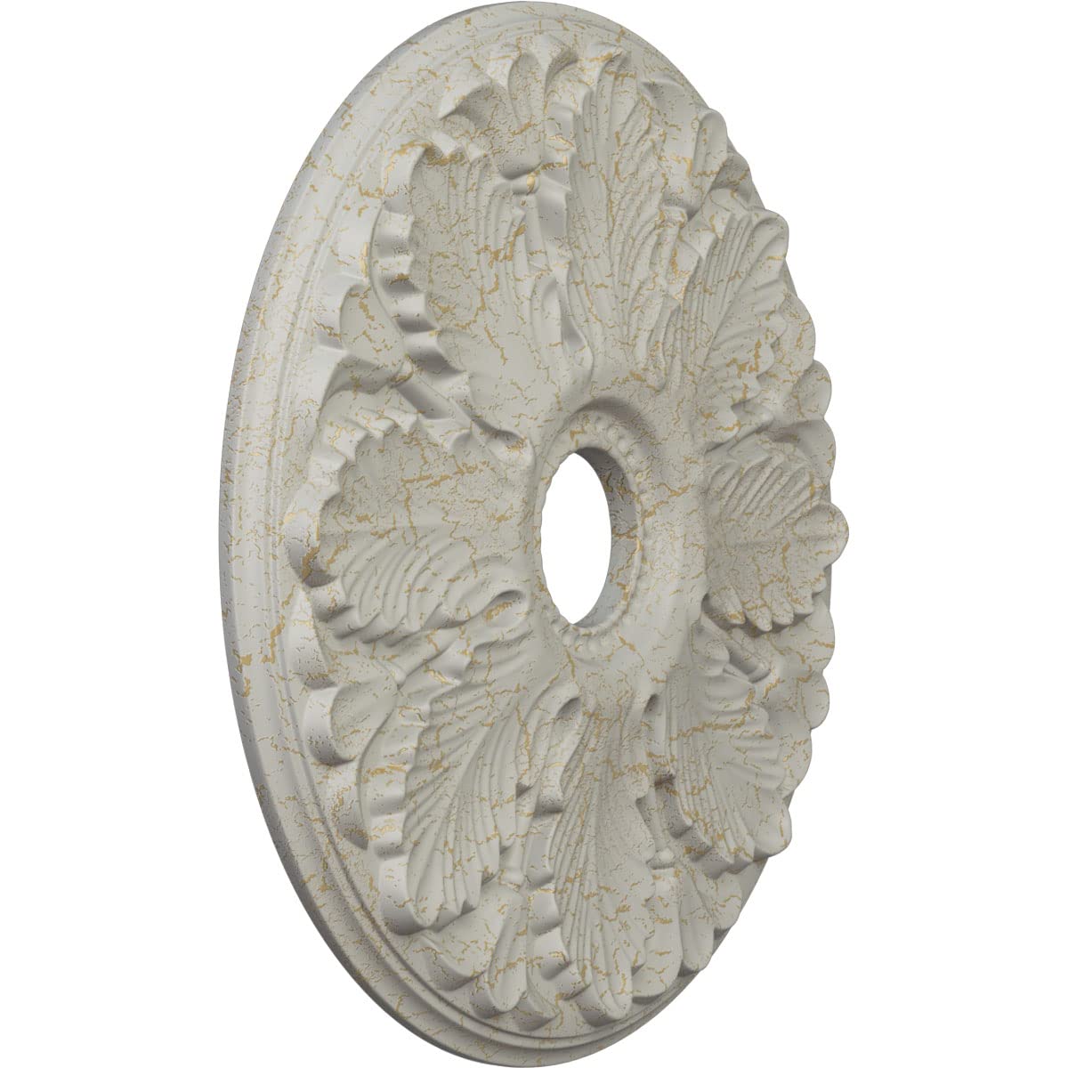 Ekena Millwork CM24MIPCC 24.5 Inch Milan Ceiling Medallion - Hand-Painted Pot of Cream Crackle Finish - 3.5 Inch Inner Diameter - Perfect for Dining Room, Living Room & Bedroom Ceiling Decor