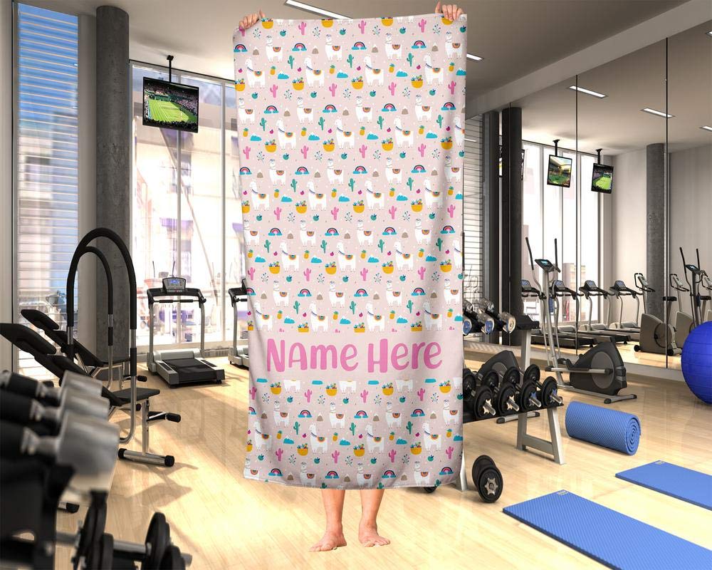 Personalized Extra Large Pink Llama Towel for Kids & Adults - Custom Oversized Travel, Beach, Pool & Bath Towel for Toddler, Baby Boys & Girls (Elsa Design) - Perfect for Vacation, Swimming & Spa Days