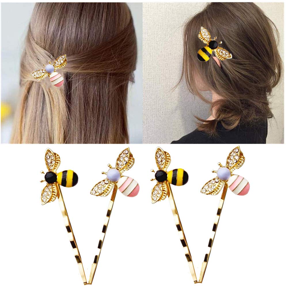 6 Pcs Cute Bee Hair Clips - Decorative Metal Hair Pins for Women & Girls, Curved Hair Grips for Short & Long Hairstyles - Perfect for Daily Wear, Parties & Weddings