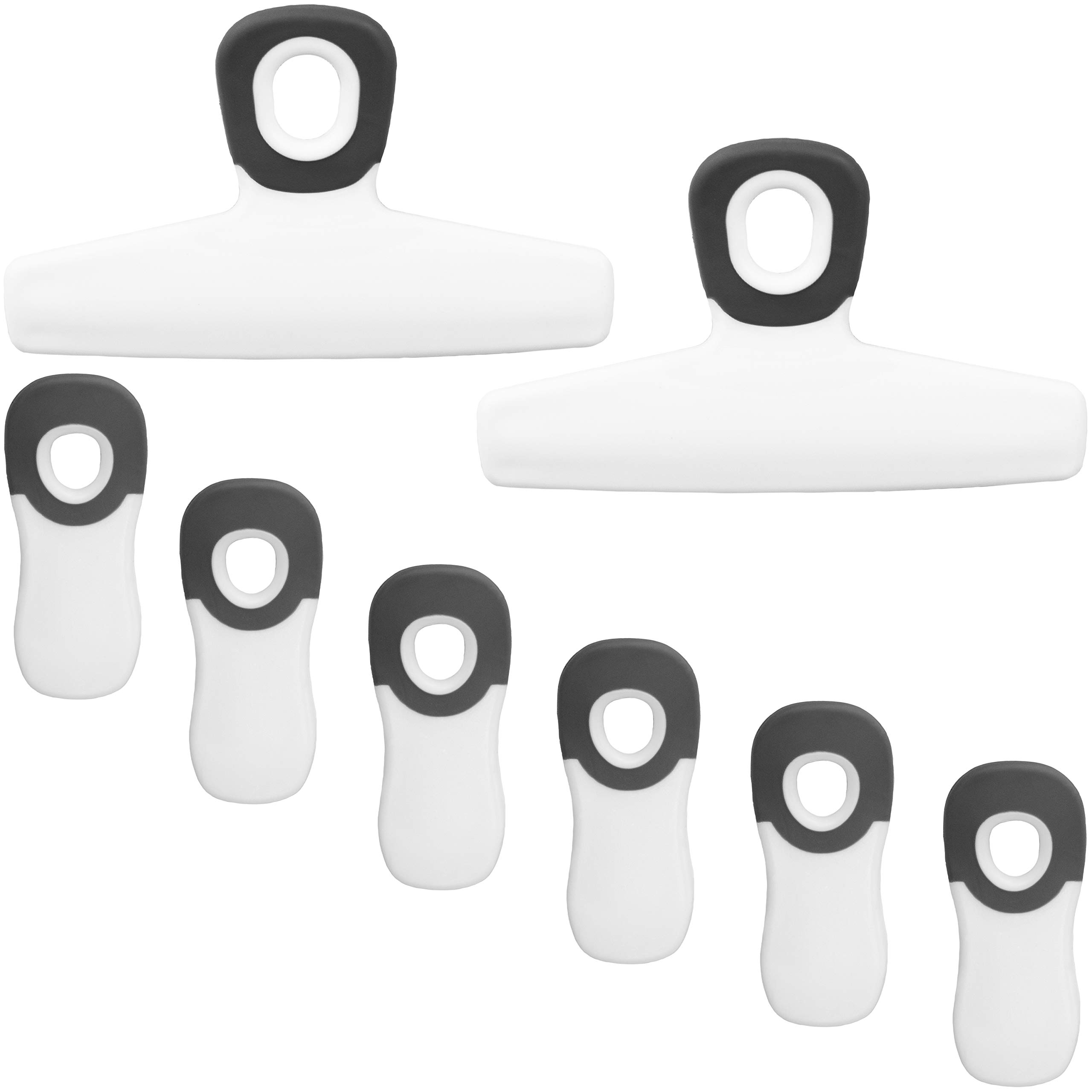 COOK WITH COLOR Heavy Duty Bag Clips - 8 Pack White Airtight Food Storage Clips for Snack Bags, Chips & Refrigerator Organization | Perfect for Kitchen Pantry, Grocery Storage & Travel Snacks