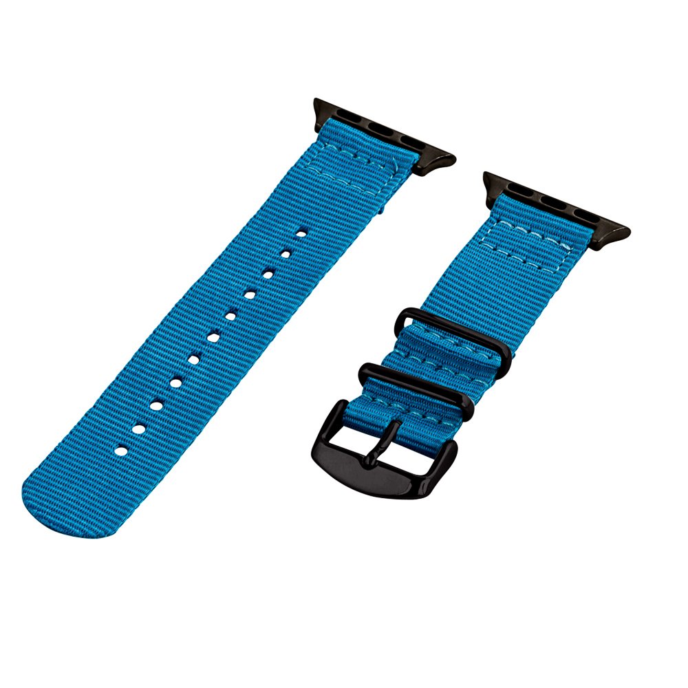 Clockwork Synergy Heavy Duty 2-Piece NATO Nylon Watch Band for Apple Watch 42mm - Durable Electric Blue Strap with Black Hardware - Unisex Design for Men & Women - Perfect for Outdoor Activities, Sports & Everyday Wear
