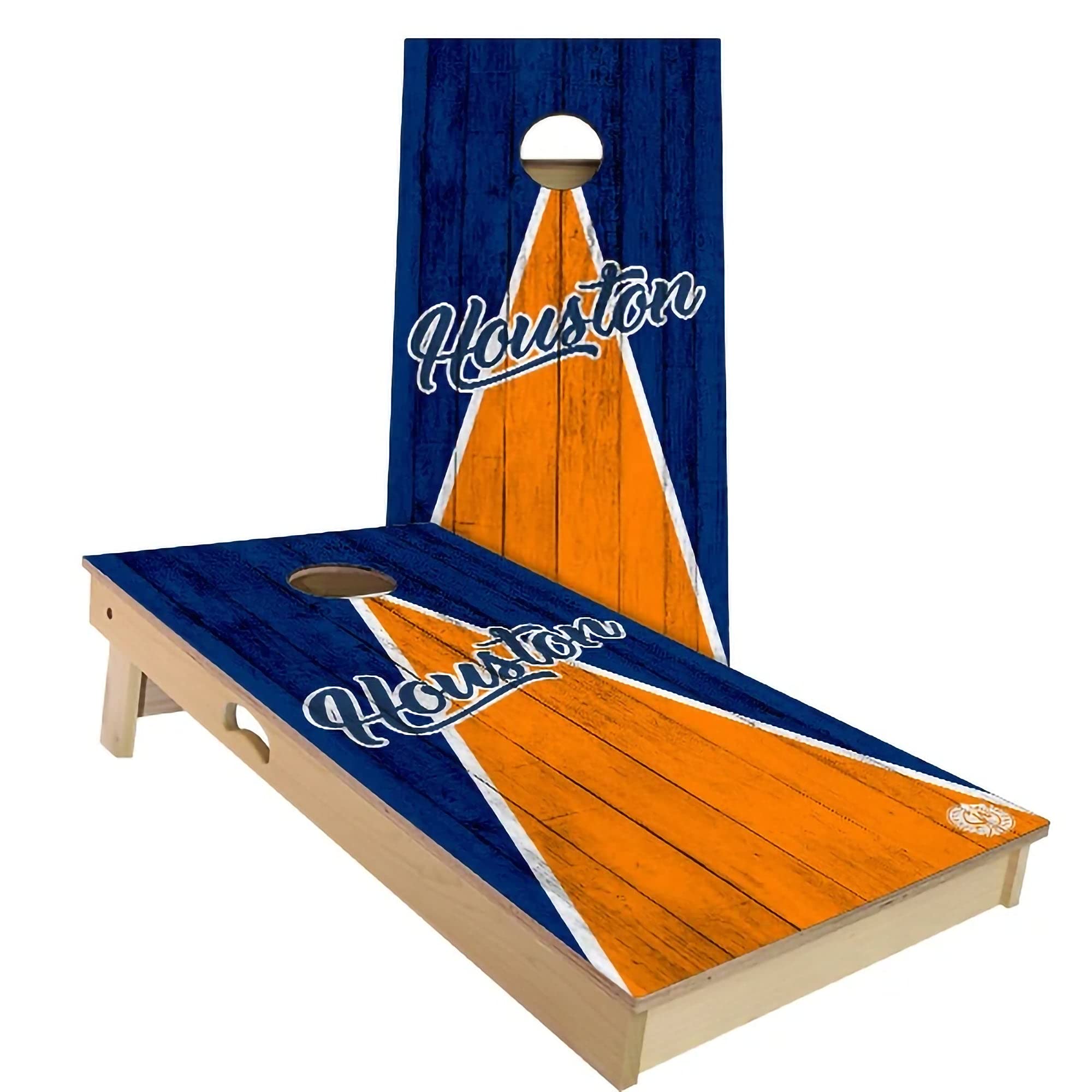 Houston Triangle City Themed Cornhole Game Set - Premium Wooden Boards with 8 Bean Bags - Outdoor Lawn Games for Backyard, Tailgating & Parties - Multiple Sizes & Accessories Included