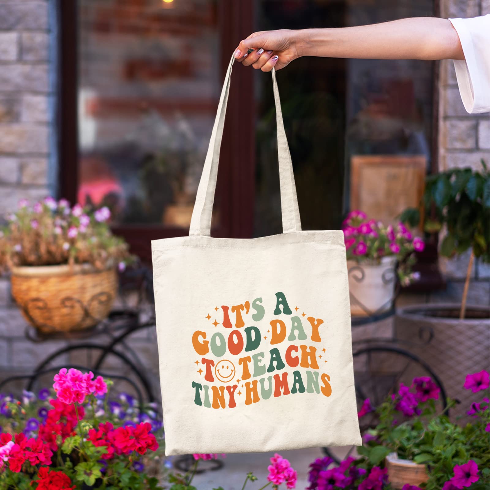 Teacher Appreciation Gift Ideas - Cute Canvas Tote Bags for School, Beach & Grocery Shopping | Reusable Eco-Friendly Summer Travel Bag for Women