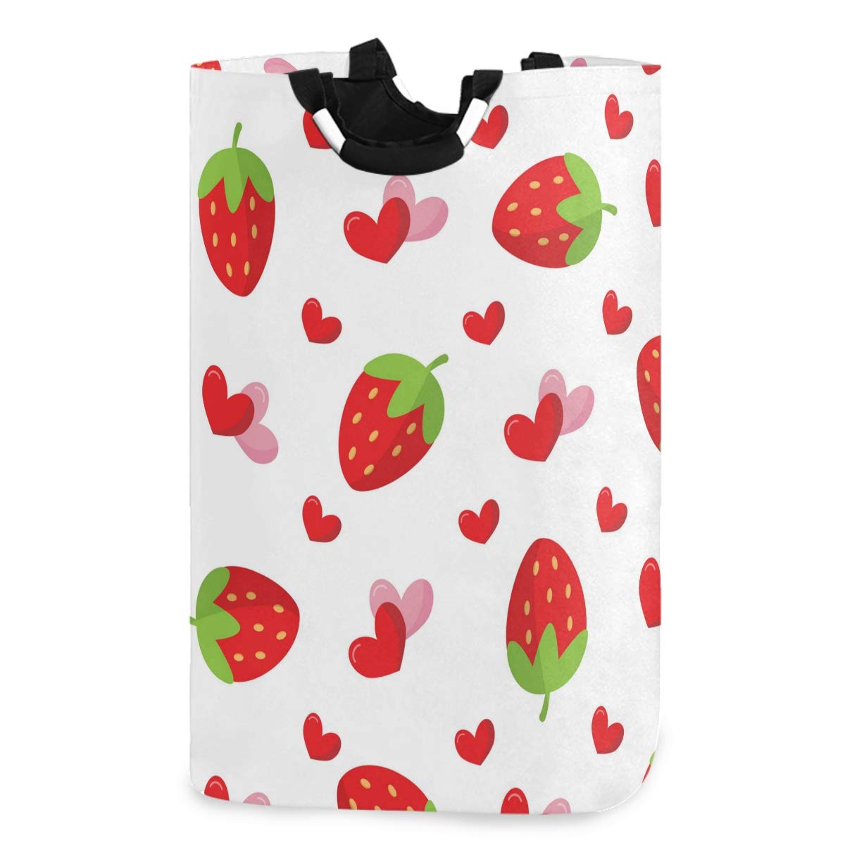 Valentine's Day Strawberry Laundry Hamper - Large Waterproof Laundry Basket with Handles for Easy Carry, Perfect for Family, Dorm, and Laundry Room Storage | Ideal for Bedroom, Bathroom, and College Dorm Organization