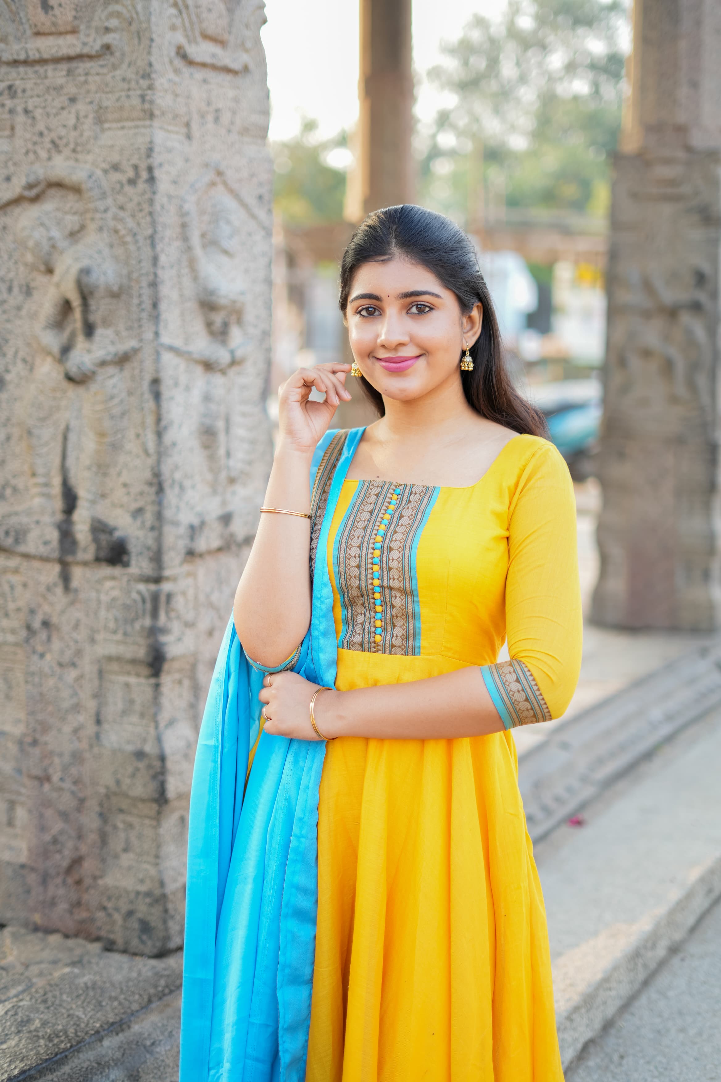DD690 Aadhirai Pure Cotton Anarkali Dress for Women - Elegant & Comfortable Indian Ethnic Wear for Parties, Weddings & Festive Occasions
