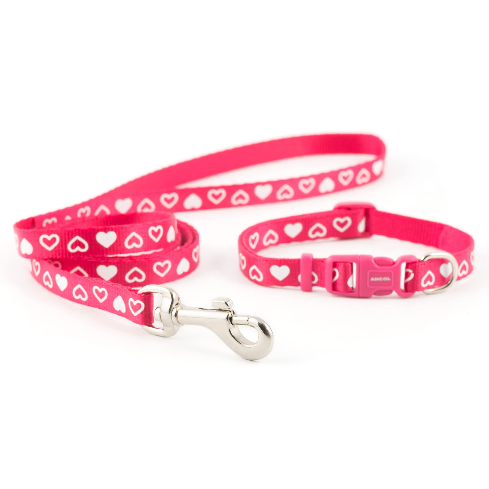 Ancol Small Bite Heart Collar & Lead Set - Adjustable 20-30cm for Dogs