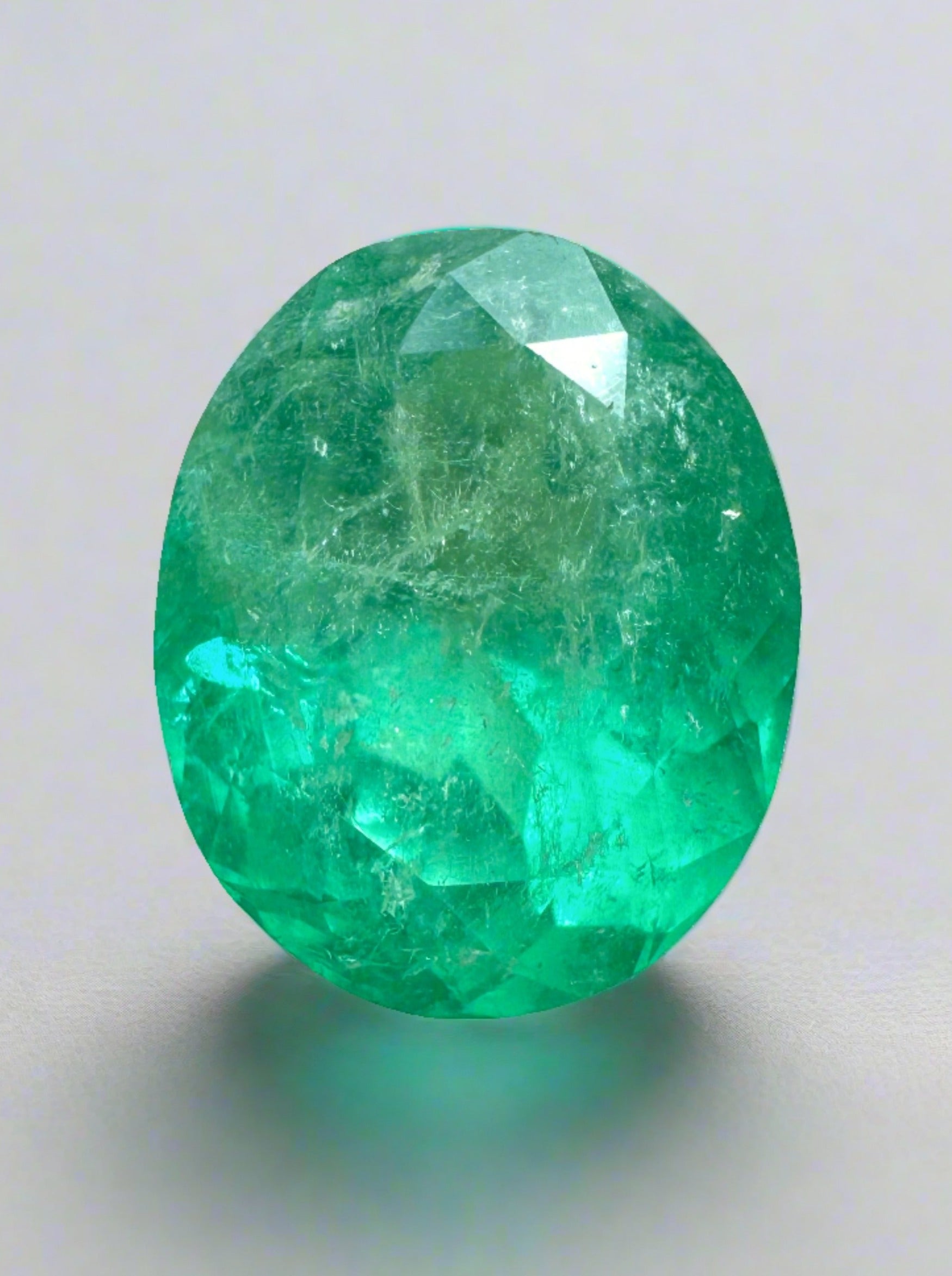 7.80 Carat Medium Yellowish Green Natural Loose Colombian Emerald Oval Cut Gemstone for Jewelry Making, Engagement Rings & Luxury Gifts