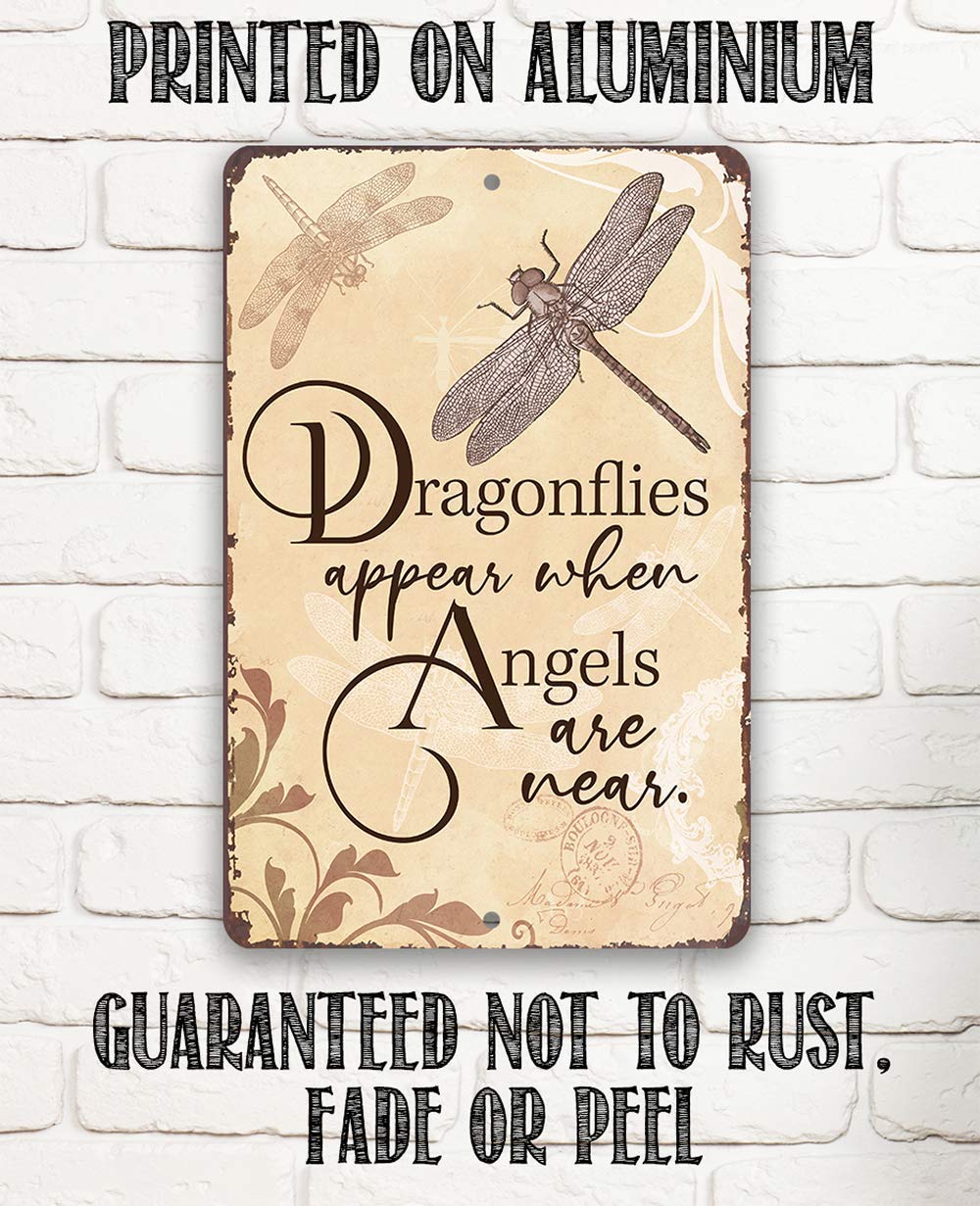 Dragonflies Metal Sign - 8x12 Inch Rustic Durable Indoor Outdoor Wall Decor - Perfect for Patio, Garden, Porch & Home Decoration Under $20