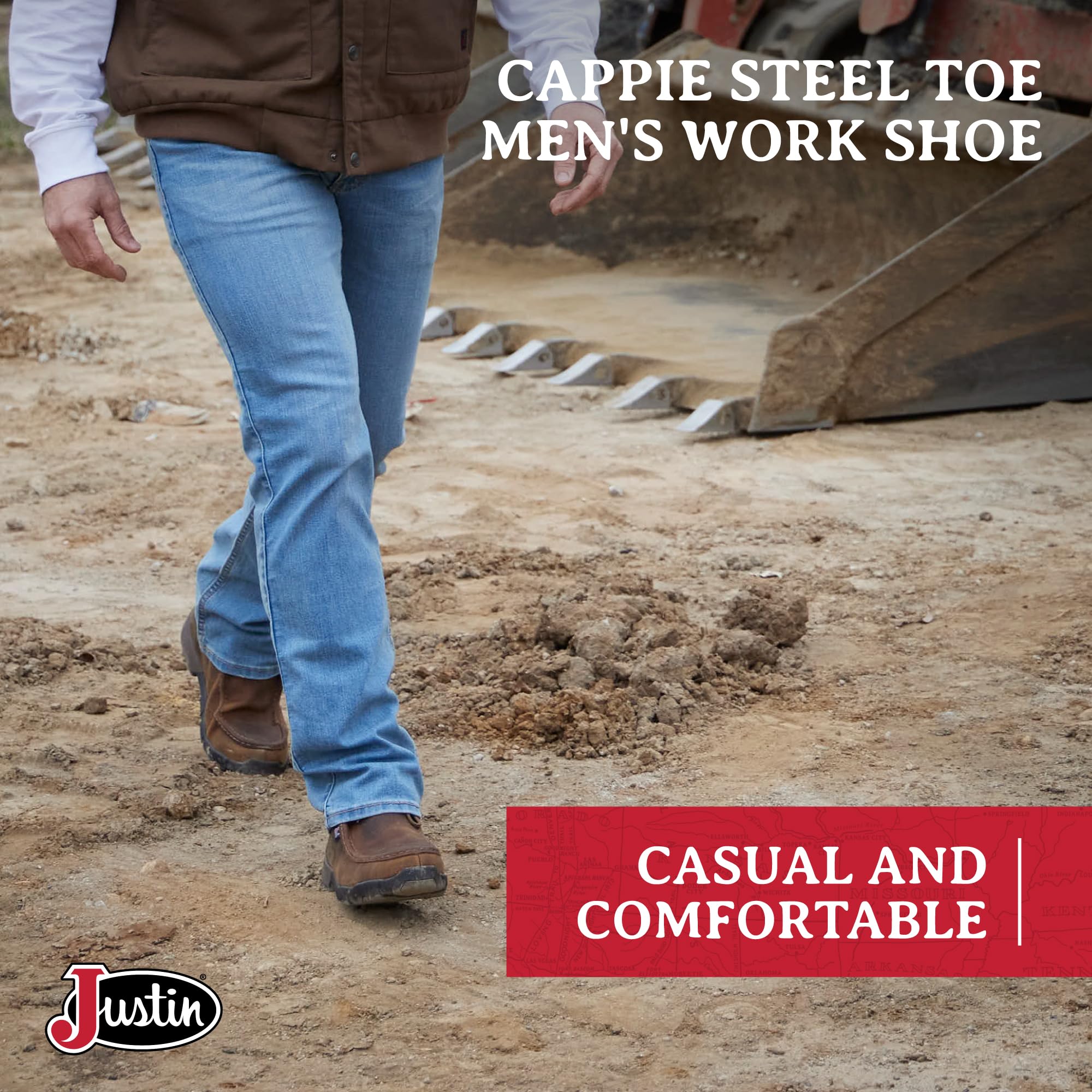 Justin Cappie Men's Steel Toe Work Boots - Premium Full-Grain Leather Moc Toe Chukka Boots with Oil & Slip Resistant Outsole, EH Safety Rated - Ideal for Construction, Warehouse & Industrial Work