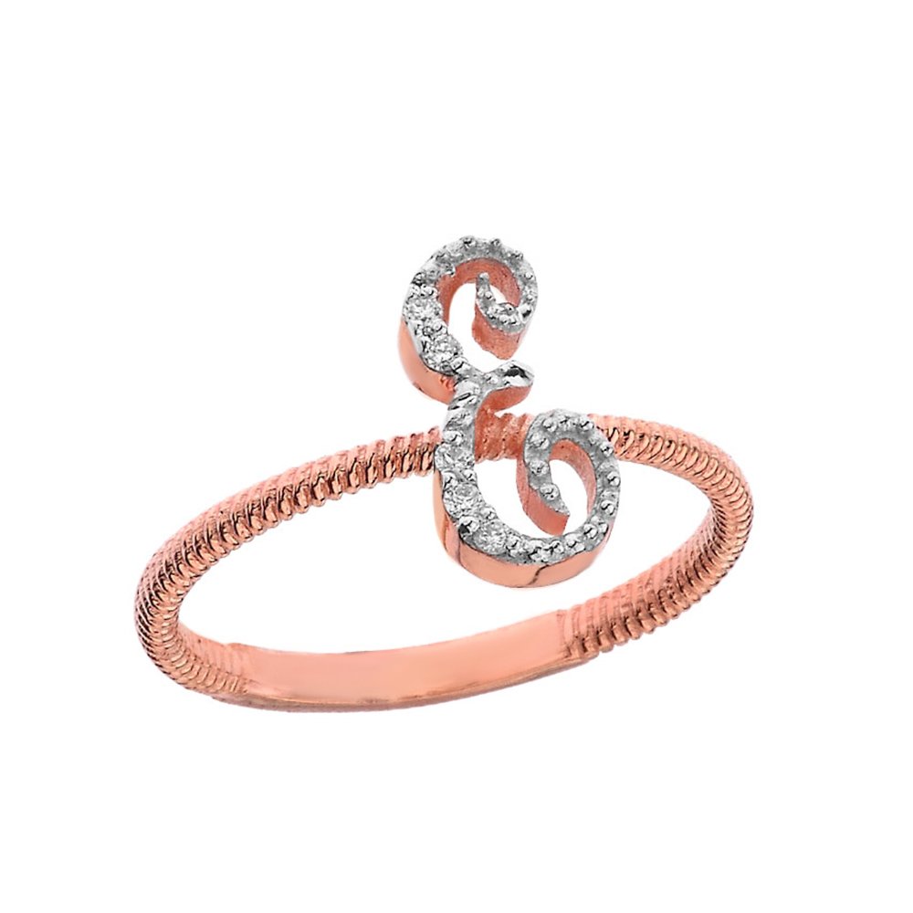 10K Rose Gold Diamond Initial Letter 